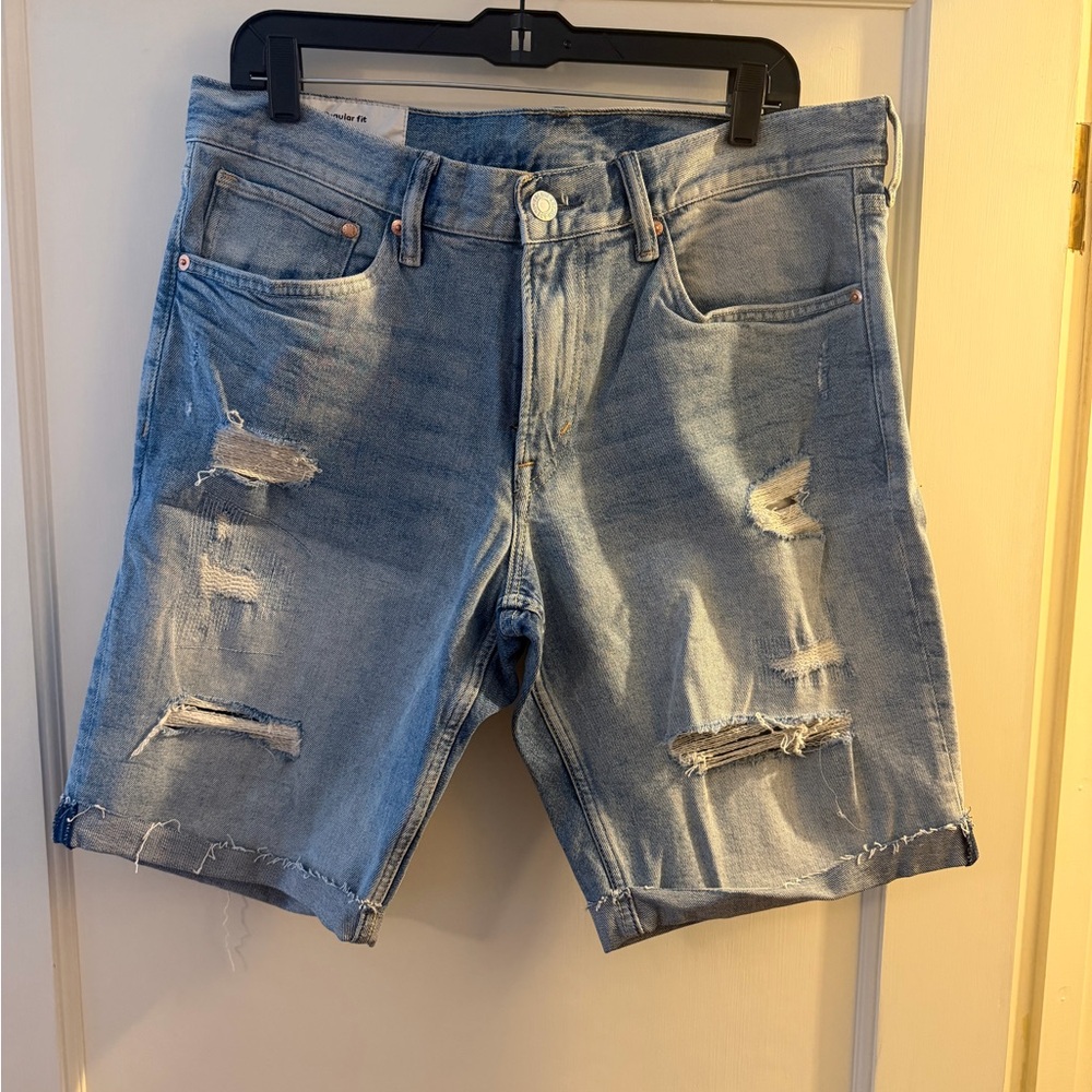 H&M Light Blue Distressed Jean Shorts
